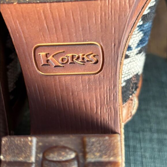 Korks Kork Ease Lori Slip On Fabric Aztec Clog Mule Block Heel Platform Women 7 - Picture 10 of 14